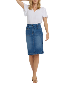 NYDJ High Rise Rounded Pocket Denim Skirt, Wild River, Wild River