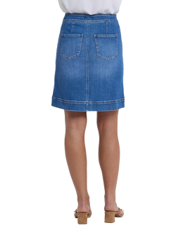 NYDJ High Rise A-Line Utility Denim Skirt, Blue Paradise - view 2, Blue Paradise