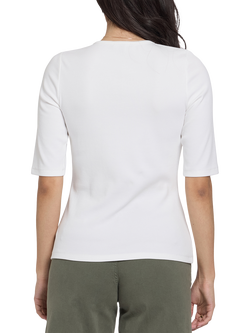 NYDJ Ribbed Elbow Sleeved Henley - view 2, Optic White
