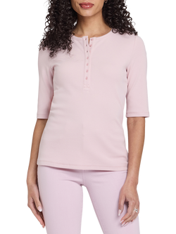 NYDJ Henley Ribbed Top, Rock Flower, Rock Flower