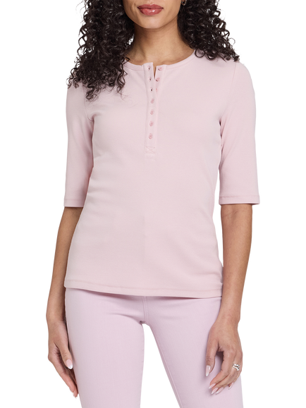 NYDJ Henley Ribbed Top, Rock Flower, Rock Flower