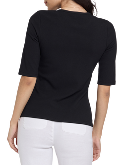NYDJ Ribbed Elbow Sleeved Henley - view 2, Black