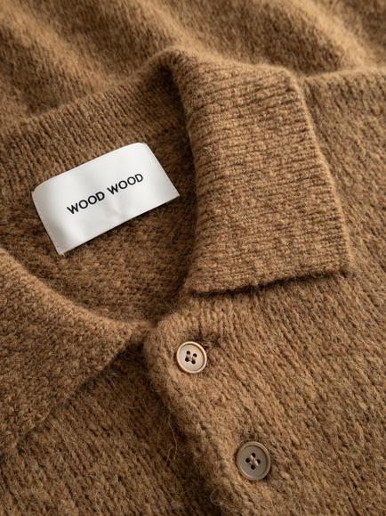 WOOD WOOD Kimi Polo Wool Blend Jumper, Desert Palm - view 2, Desert Palm