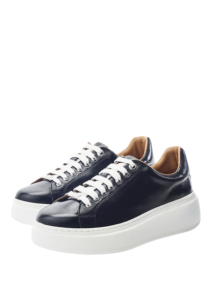 Moda in Pelle Cherrie Leather Trainers - view 2, Black
