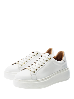Moda in Pelle Cherrie Leather Trainers - view 2, White