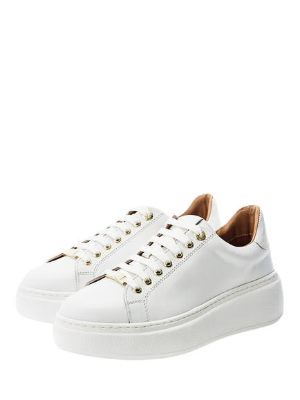 Moda in Pelle Cherrie Leather Trainers - view 2, White