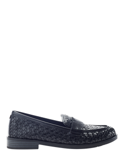 Moda in Pelle Farenza Leather Loafers, Black, Black