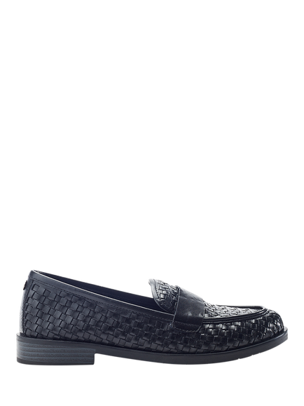 Moda in Pelle Farenza Leather Loafers, Black, Black