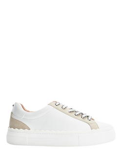 Moda In Pelle Brosa Leather Lace Up Trainers, White/Multi, White/Multi