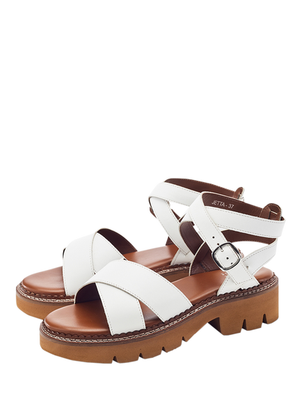 Moda in Pelle Jetta Cross-Strap Block Heel Sandals, White - view 2, White