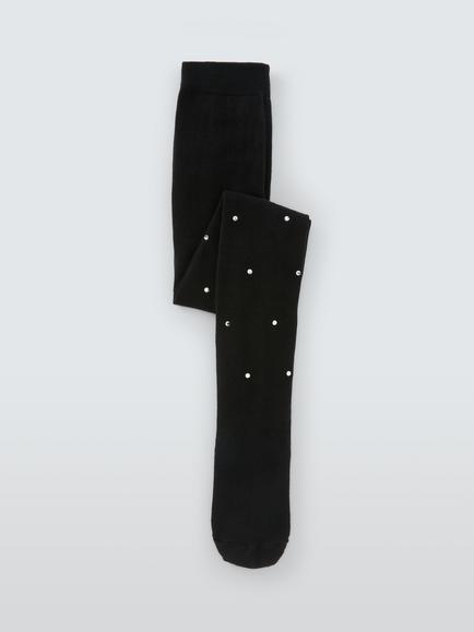 John Lewis Kids' Organic Cotton Rich Sparkle Tights, Black, Black