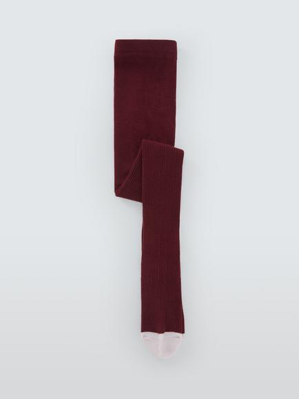 John Lewis Kids' Organic Cotton Rich Ribbed Tights, Berry, Berry
