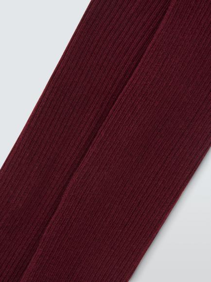 John Lewis Kids' Organic Cotton Rich Ribbed Tights, Berry - view 2, Berry