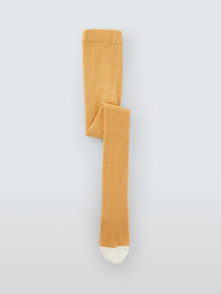 John Lewis Kids' Organic Cotton Rich Ribbed Tights, Mustard, Mustard