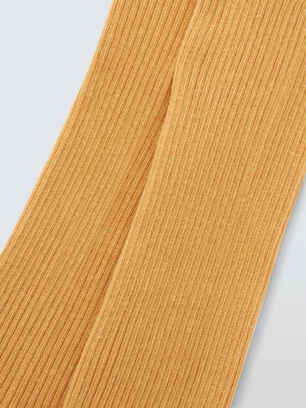 John Lewis Kids' Organic Cotton Rich Ribbed Tights, Mustard - view 2, Mustard