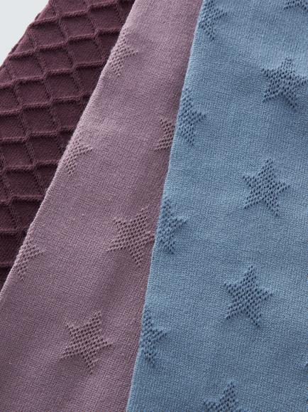 John Lewis Kids' Organic Cotton Rich Reverse Star Tights, Pack of 3, Multi - view 2, Multi