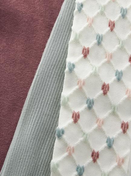 John Lewis Kids' Organic Cotton Rich Textured Hearts Tights, Pack of 3, Multi - view 2, Multi