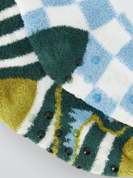 John Lewis Kids' Fluffy Dinosaur Slipper Socks, Pack of 2, Multi - view 2, Multi