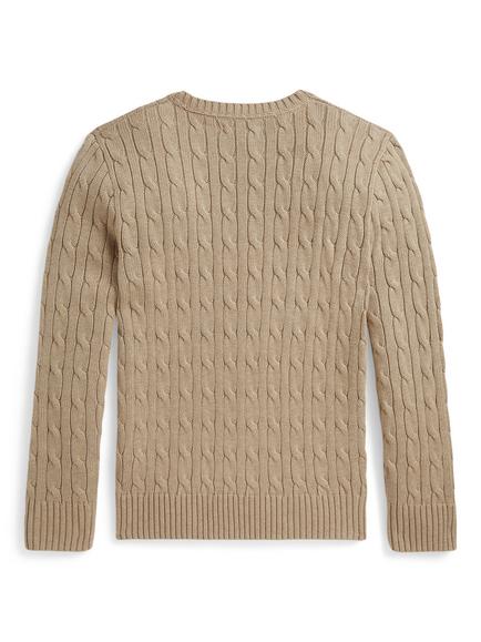 Ralph Lauren Kids' Cotton Cable Knit Jumper - view 2, Tan Heather