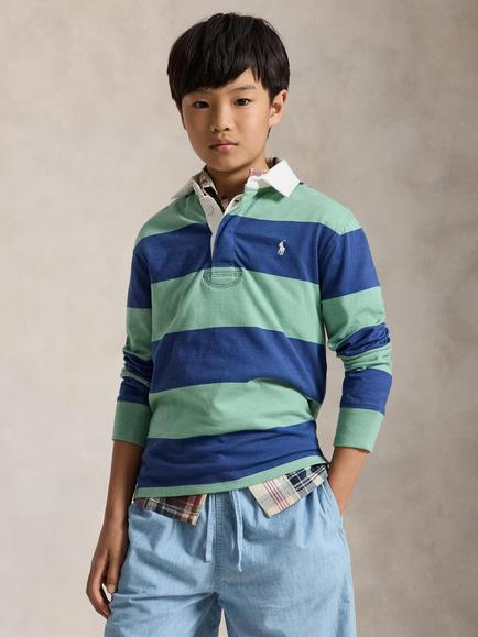 Ralph Lauren Kids' Cotton Jersey Stripe Rugby Shirt, Multi, Multi