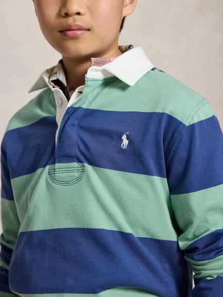 Ralph Lauren Kids' Cotton Jersey Stripe Rugby Shirt, Multi - view 2, Multi