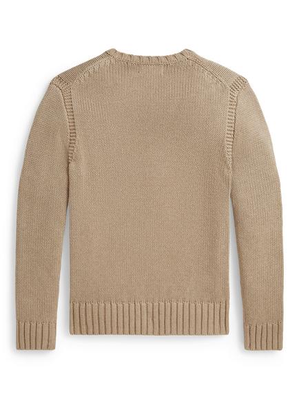Polo Ralph Lauren Kids' Iconic Flag Jumper, Oatmeal - view 2, Oatmeal