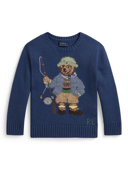 Polo Ralph Lauren Kids' Crew Neck Bear Jumper, Old Royal, Old Royal