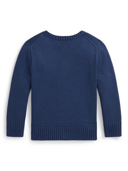 Polo Ralph Lauren Kids' Crew Neck Bear Jumper, Old Royal - view 2, Old Royal