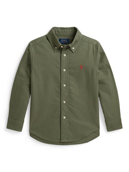 Polo Ralph Lauren Kids' Cotton Long Sleeve Shirt, Green, Green