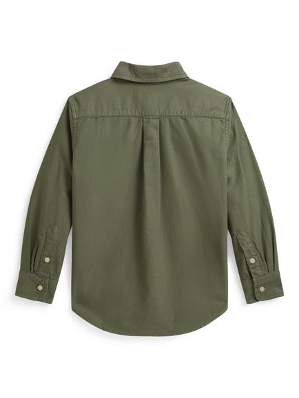 Polo Ralph Lauren Kids' Cotton Long Sleeve Shirt, Green - view 2, Green