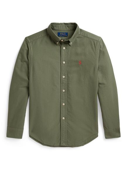 Polo Ralph Lauren Kids' Cotton Long Sleeve Shirt, Green, Green