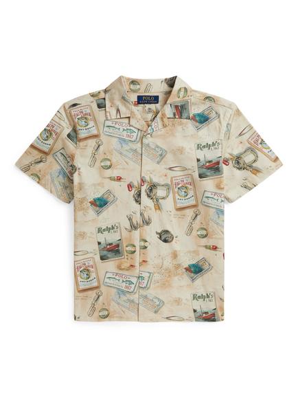 Polo Ralph Lauren Kids' Short Sleeve Fisherman Print Shirt, Multi, Multi