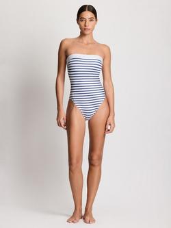 Lauren Ralph Lauren Stripe Bandeau Swimsuit, Buw Seaside, Buw Seaside
