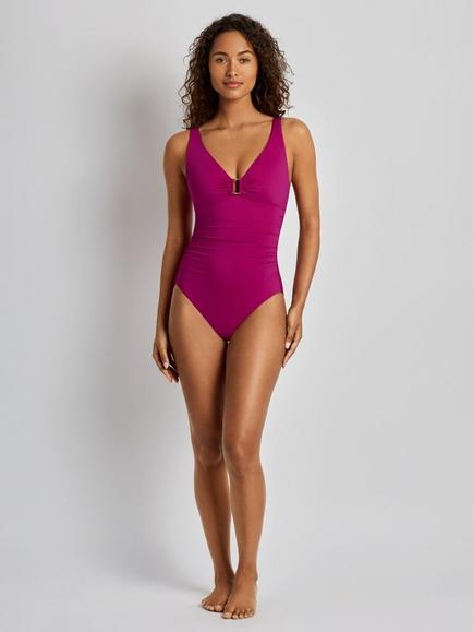 Lauren Ralph Lauren Ring Front Jacquard Swimsuit, Plumeria