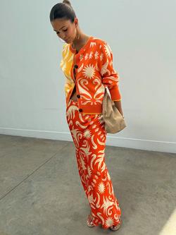 Never Fully Dressed Cairo Dorris Swirl Print Skirt, Orange/Cream, Orange/Cream