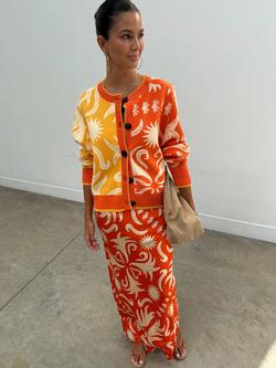 Never Fully Dressed Cairo Dorris Swirl Print Skirt, Orange/Cream - view 2, Orange/Cream