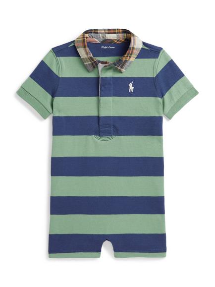 Ralph Lauren Baby Stripe Short Rugby Bodysuit, Multi, Multi