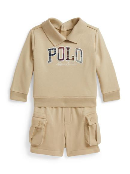 Ralph Lauren Baby Logo Sweatshirt & Shorts Set, Cream, Cream