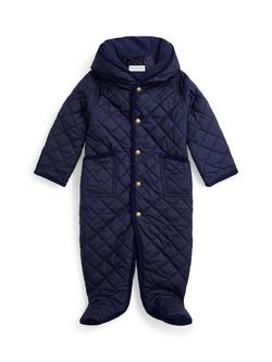 Ralph Lauren Baby Quilted Barn Bunting Pramsuit, Navy, Navy