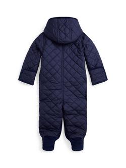 Ralph Lauren Baby Quilted Barn Bunting Pramsuit, Navy - view 2, Navy