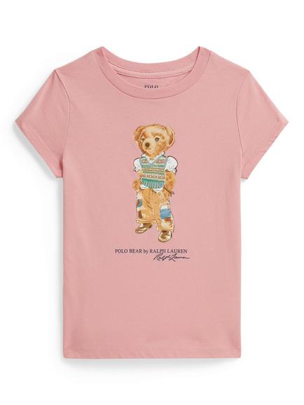 Ralph Lauren Kids' Cotton Polo Bear T-Shirt, Pink, Pink