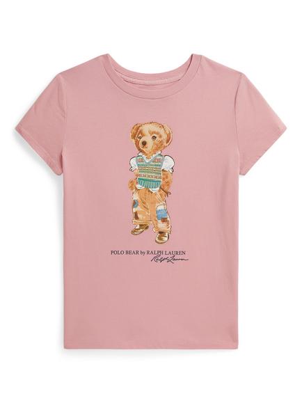 Ralph Lauren Kids' Cotton Polo Bear T-Shirt, Pink, Pink