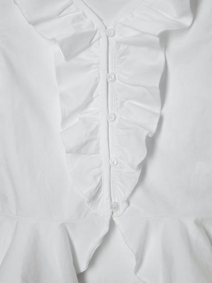 Ralph Lauren Kids' Short Sleeve Ruffle Blouse, White - view 2, White