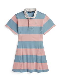 Ralph Lauren Kids' Knit Striped Rugby Polo Dress, Rose Blue, Rose Blue