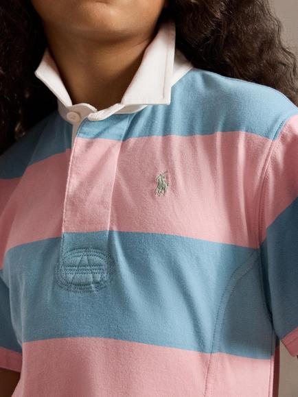 Ralph Lauren Kids' Knit Striped Rugby Polo Dress, Rose Blue - view 2, Rose Blue