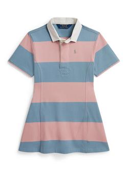 Ralph Lauren Kids' Knit Striped Rugby Polo Dress, Rose Blue, Rose Blue