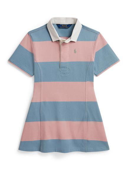 Ralph Lauren Kids' Knit Striped Rugby Polo Dress, Rose Blue, Rose Blue