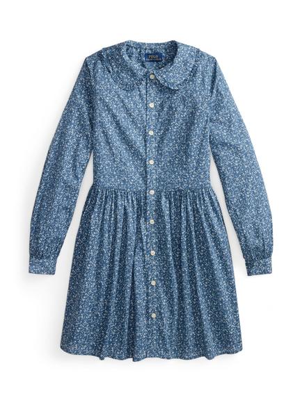 Ralph Lauren Kids' Long Sleeve Peter Pan Shirt Dress, Prolyn B, Prolyn B