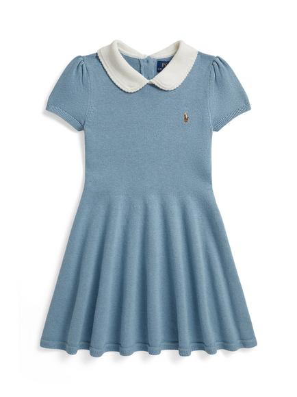 Ralph Lauren Kids' Short Sleeve Peter Pan Collar Polo Dress, Cassidy Blue, Cassidy Bl