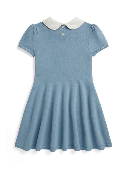 Ralph Lauren Kids' Short Sleeve Peter Pan Collar Polo Dress, Cassidy Blue - view 2, Cassidy Bl
